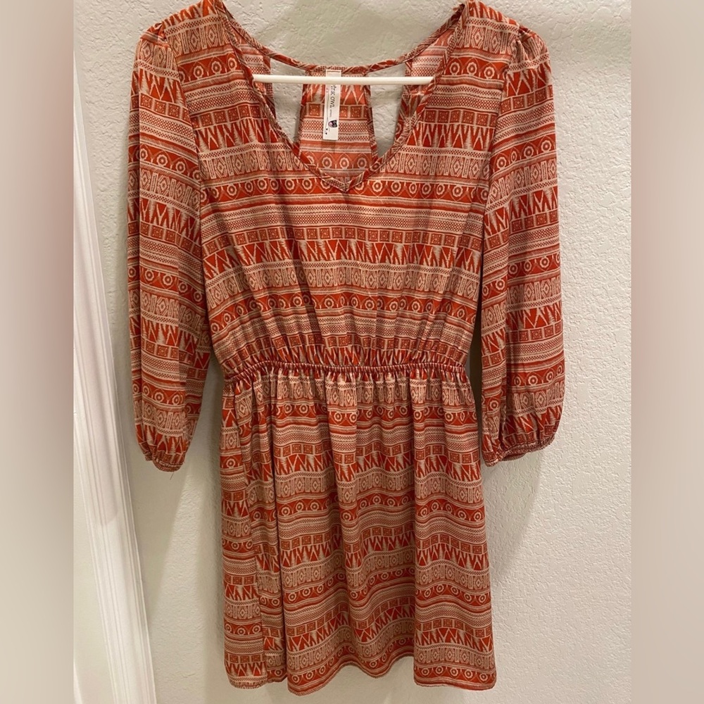 Cute, short, Aztec print red dress